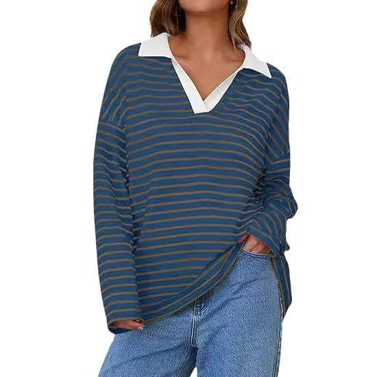 Casual Colorblock Embroidered Lantern Sleeve Pullover Sweatshirt