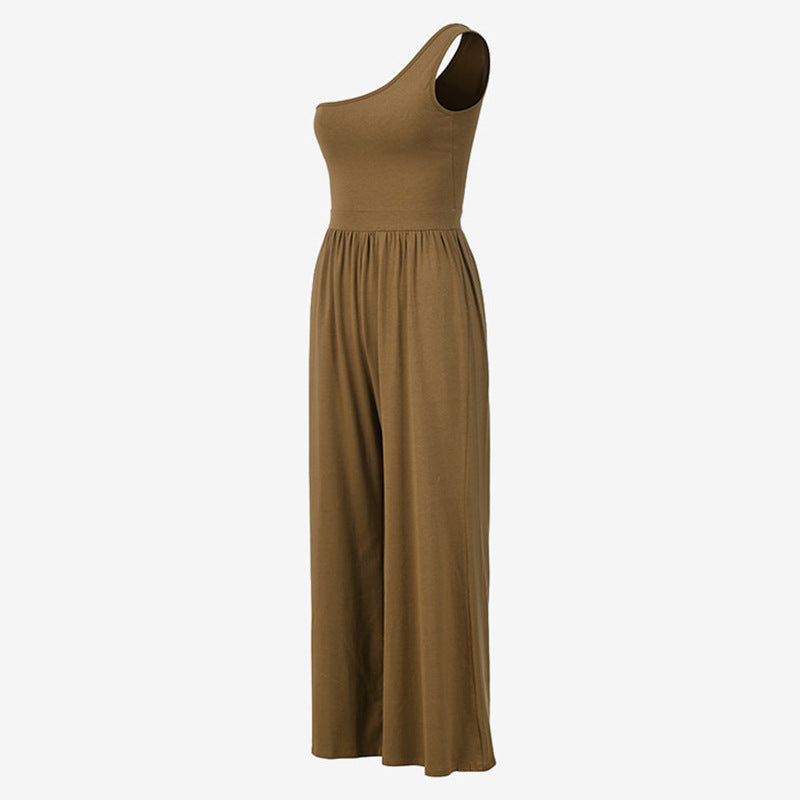 One-Shoulder Stretchy Yoga Jumpsuit for Fitness & Casual Wear