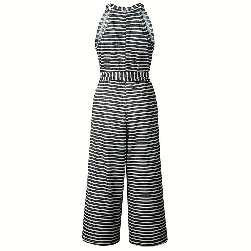 Women's Casual Striped Wide-Leg Jumpsuit Summer Romper