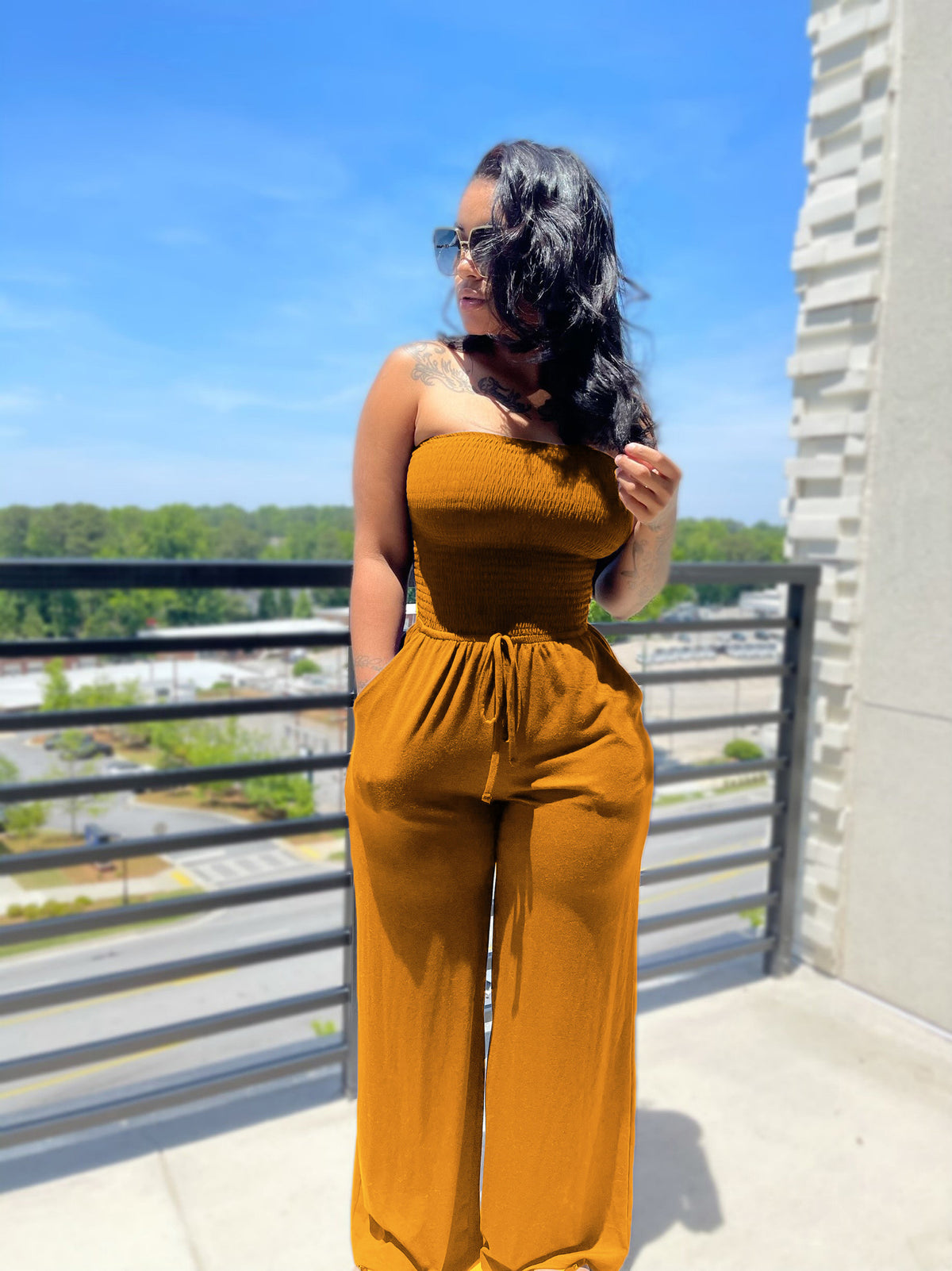 Casual Brushed Wide-Leg Jumpsuit