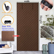 Thick Diamond Quilted Thermal Insulated Door Curtain, Windproof Cold Block Door Drape with Roll Up Buckle, Punch & Adhesive 2 Installation Ways Energy Saving Door Cover for Home Balcony Courtyard Gara