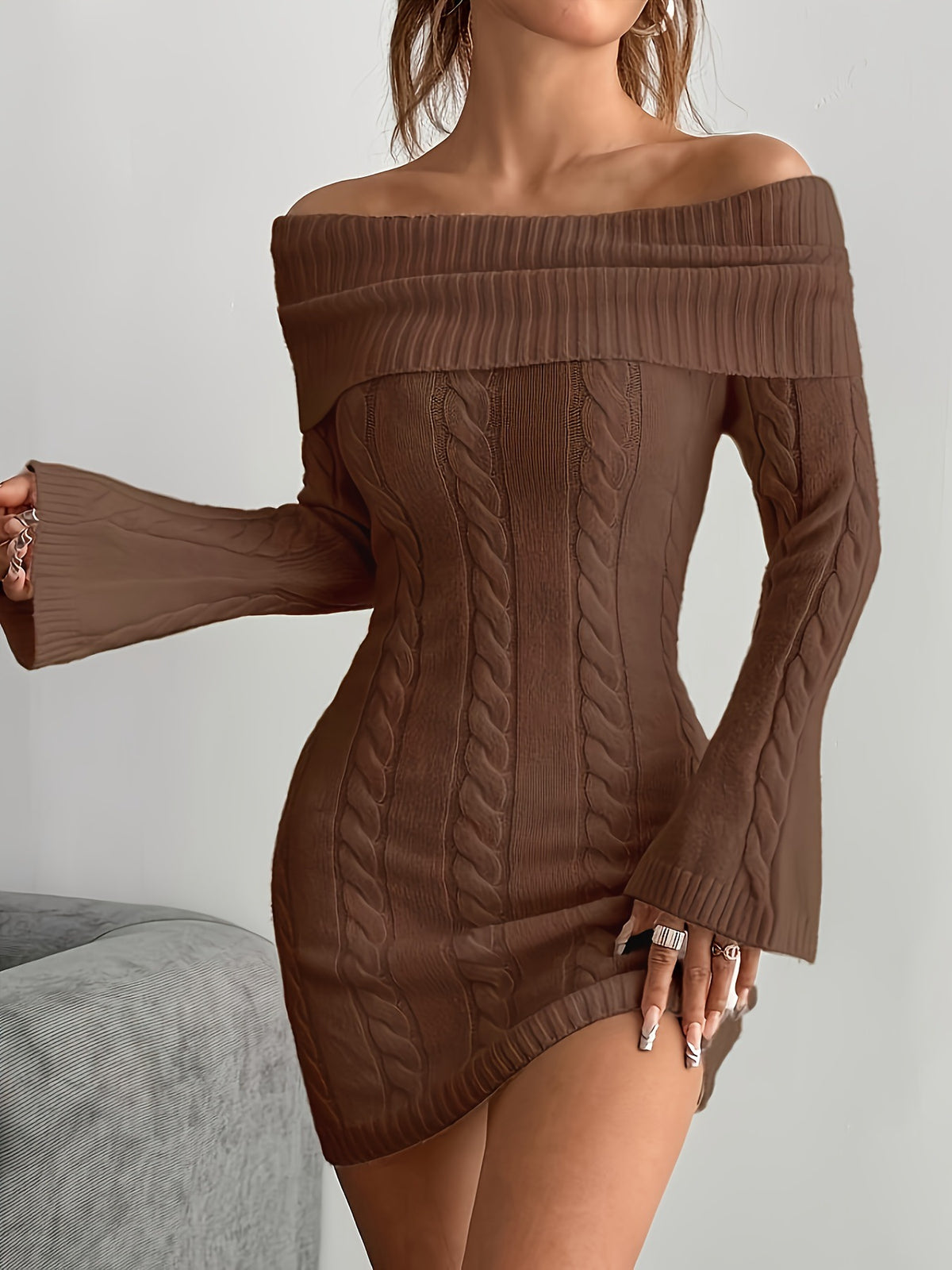 Polyester Women's Sweater Loose Casual Dress