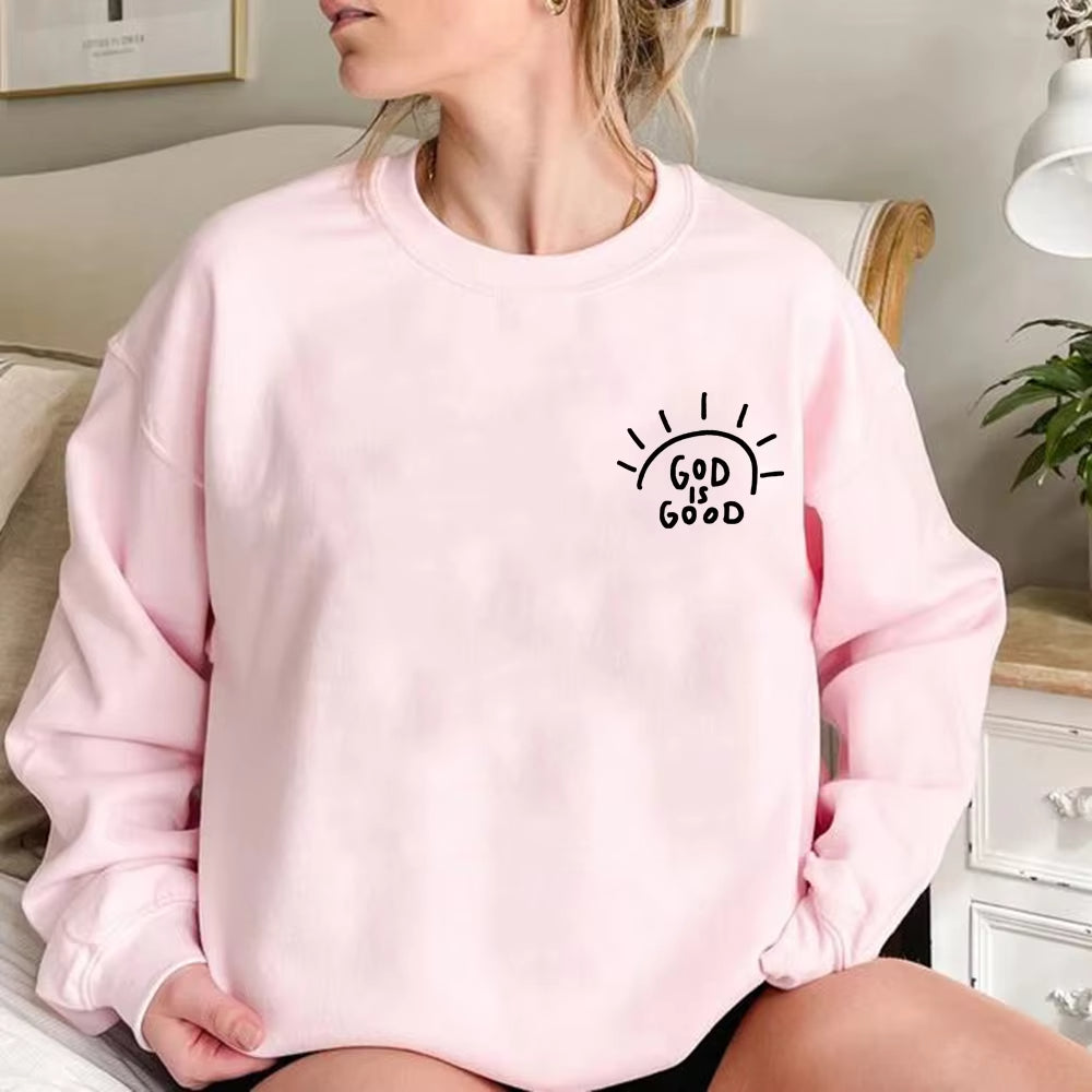 Casual Round Neck Print Sweatshirt for Women