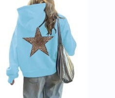 Women's Casual Printed Loose Hooded Sweatshirt