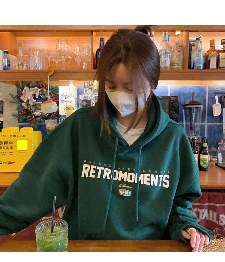 Women's Velvet Padded Hooded Sweatshirt