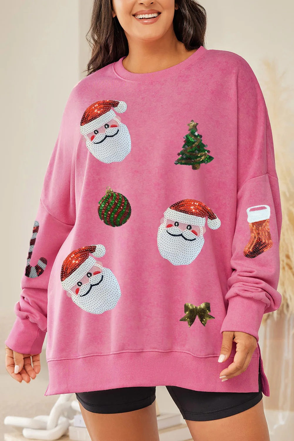 Women's Christmas Sequined Loose Casual Long Sleeve Sweater