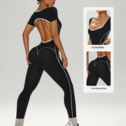 Women's High-Waist Hollow-Back Fitness Yoga Jumpsuit