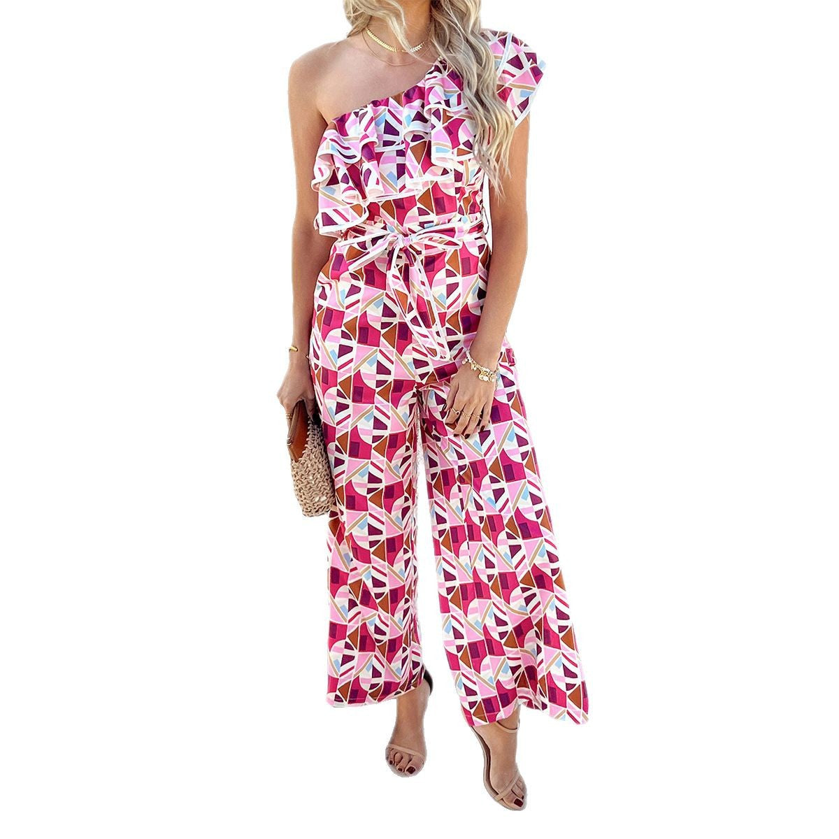 Chic Ruffle Sleeve Vacation Jumpsuit for Women