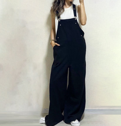 Summer Overalls Fashion Loose Straight Slimming Suspender Jumpsuit