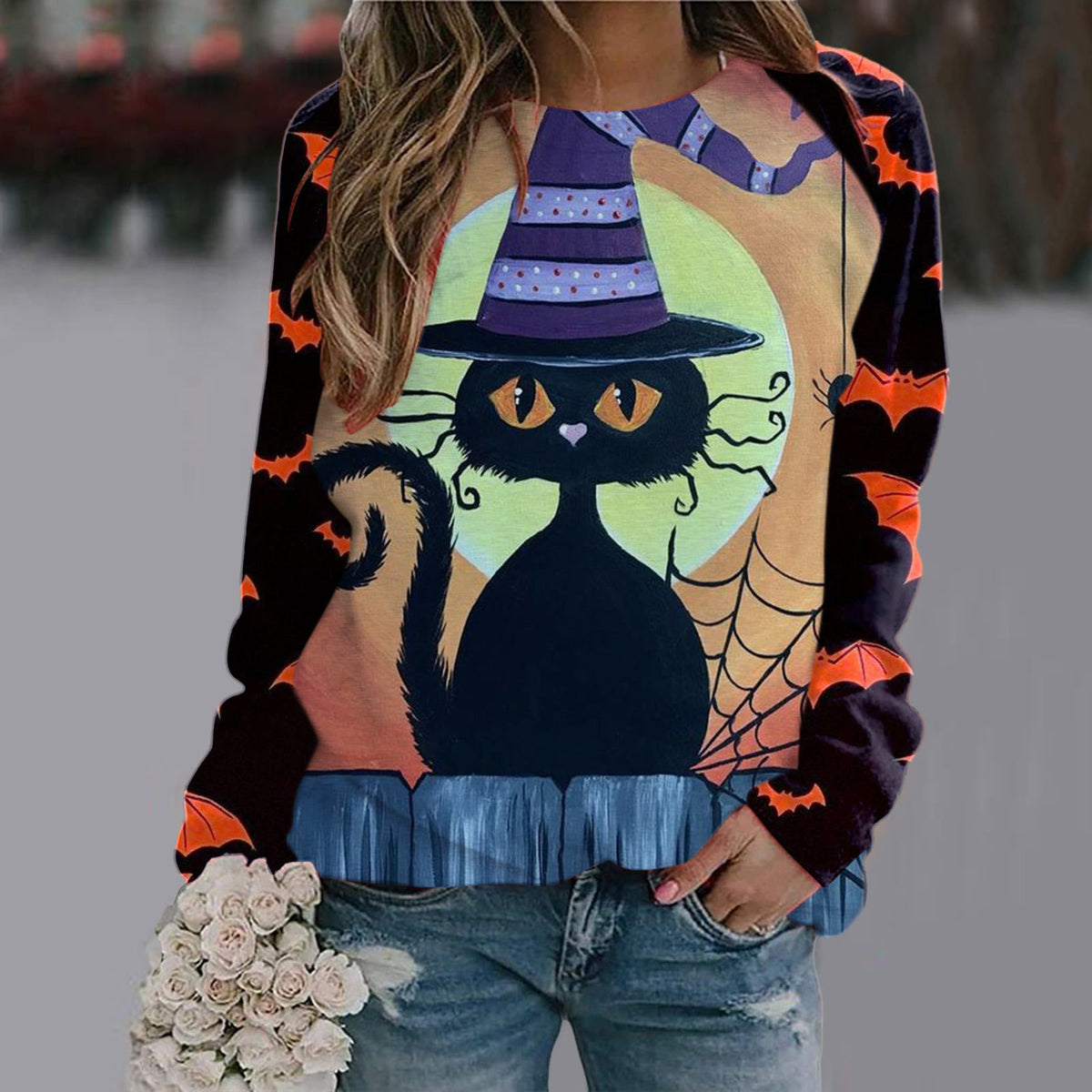 Women's Printed Long Sleeve Streetwear T-Shirt