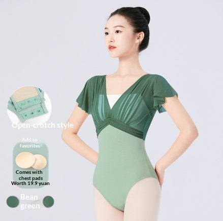 Dancewear Classical Dance Costume Summer Pleated Mock Two-Piece Jumpsuit