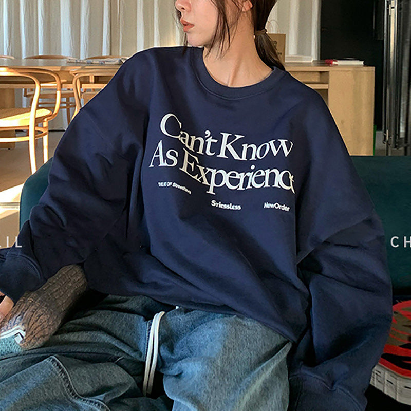 Fleece-Lined Vintage Casual Pullover Sweatshirt