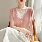 Elegant Commute Tencel V-Neck Top for Women
