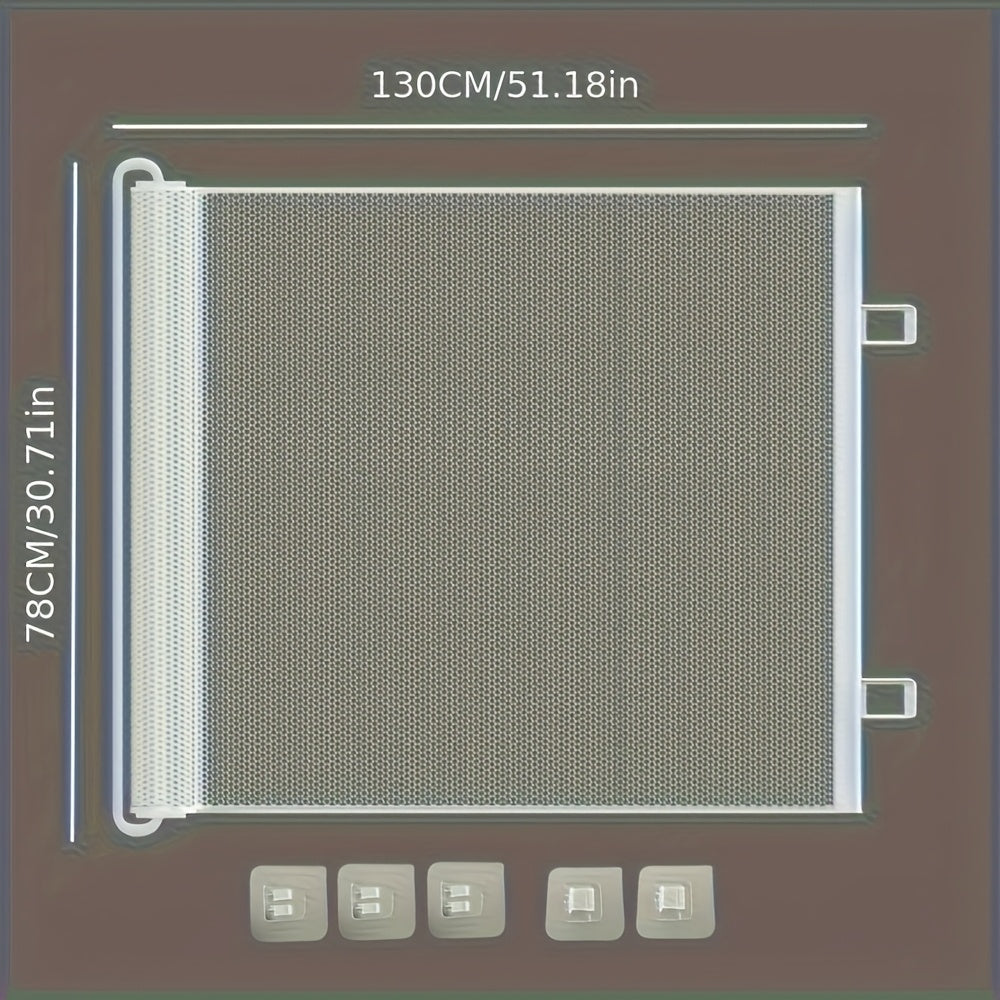 1 Easy-To-Install No-Drill Retractable Fence - Portable Cat & Dog Safety Barrier For Small Animals, Indoor/Outdoor Use, Garden Protection Screen With Simple Mesh Design, Sturdy Frame Structure, Lig...