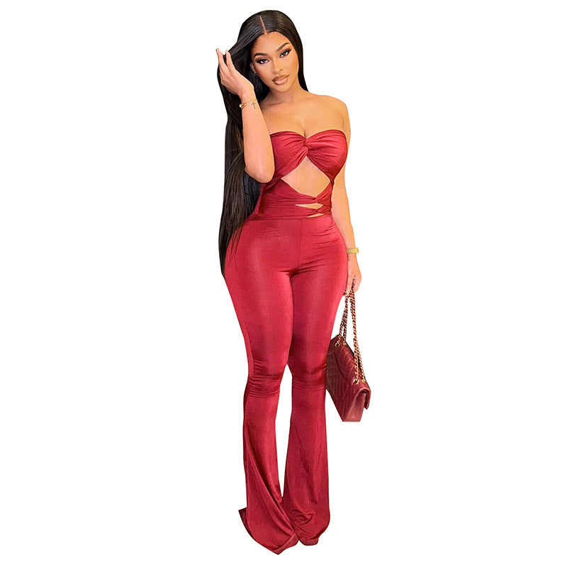 Stunning Backless Cutout Knotted Jumpsuit
