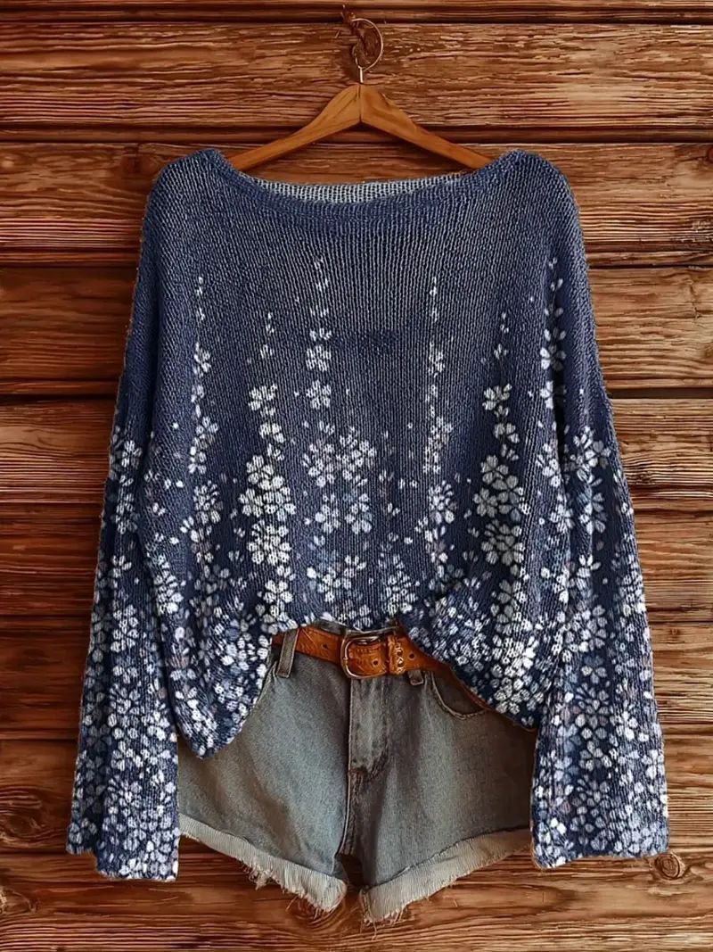 Oversized Loose Long Sleeve Pullover Women's Comfortable Sweater, Casual Long Sleeve Sweater