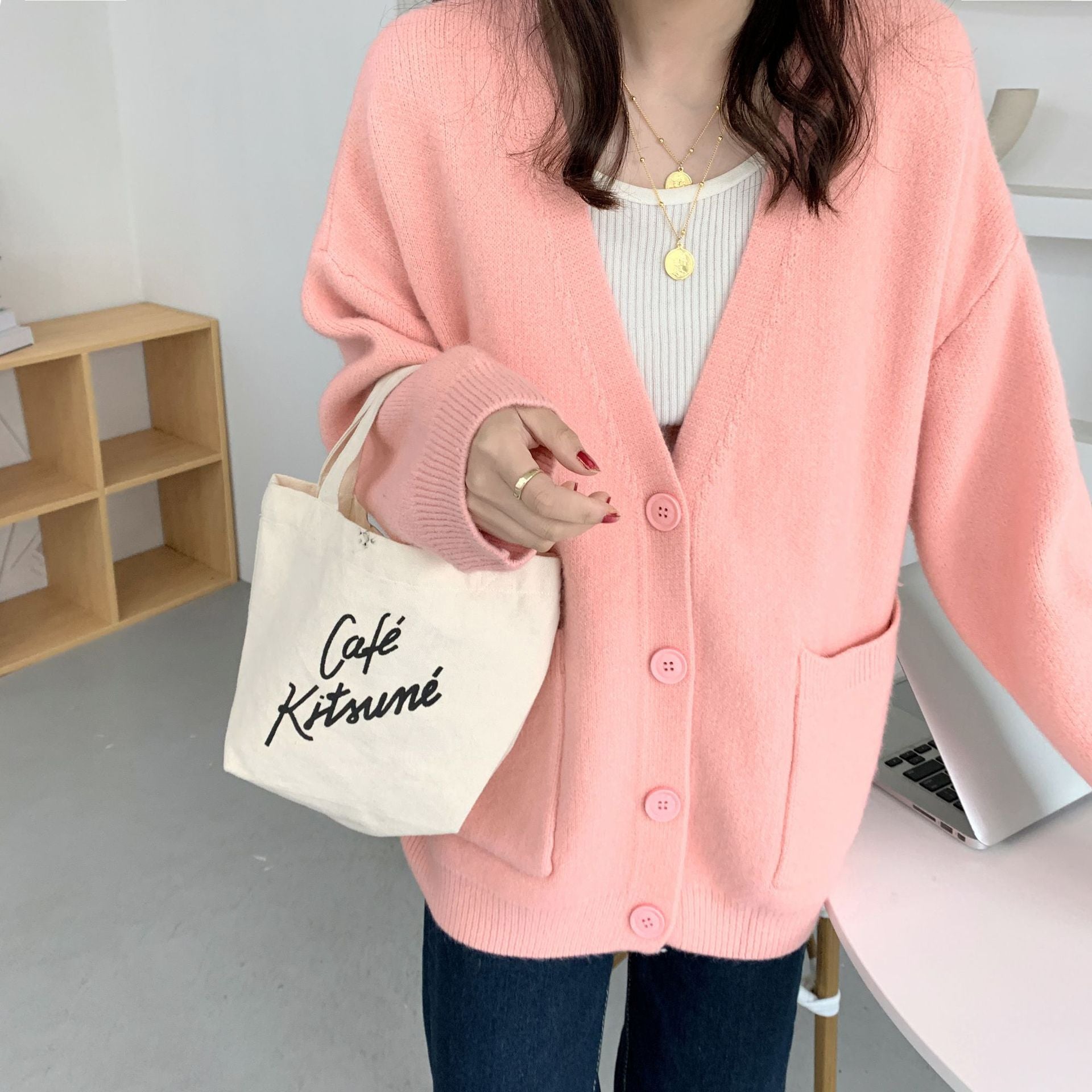 Cozy Preppy Knit Cardigan - Chic Loose Button-Up Sweater
