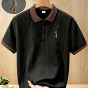 Men's Short Sleeve Golf Polo Shirt with Frosted 3D Pattern
