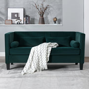 Mid-Century Modern 2-Seater Velvet Sofa in Blue/Green