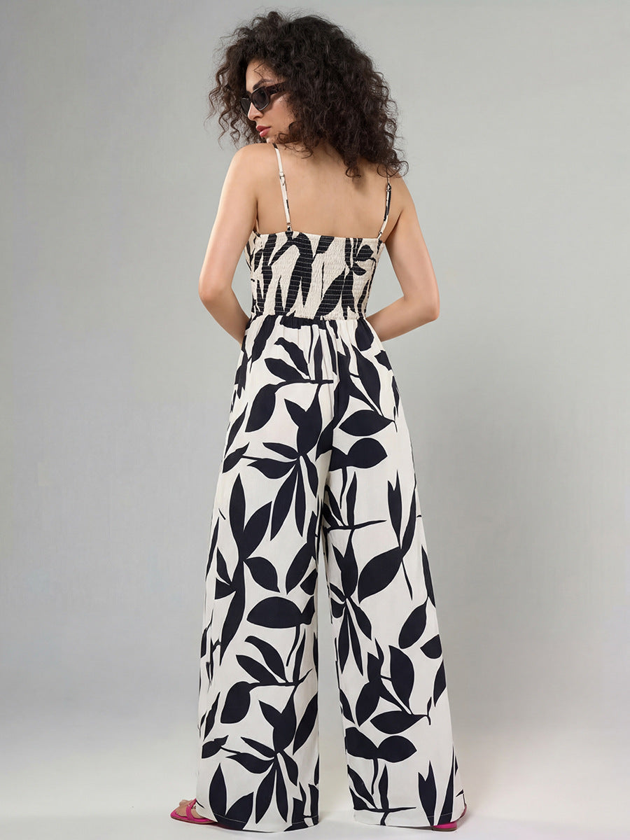 Zebra-Print Strap Jumpsuit For Women