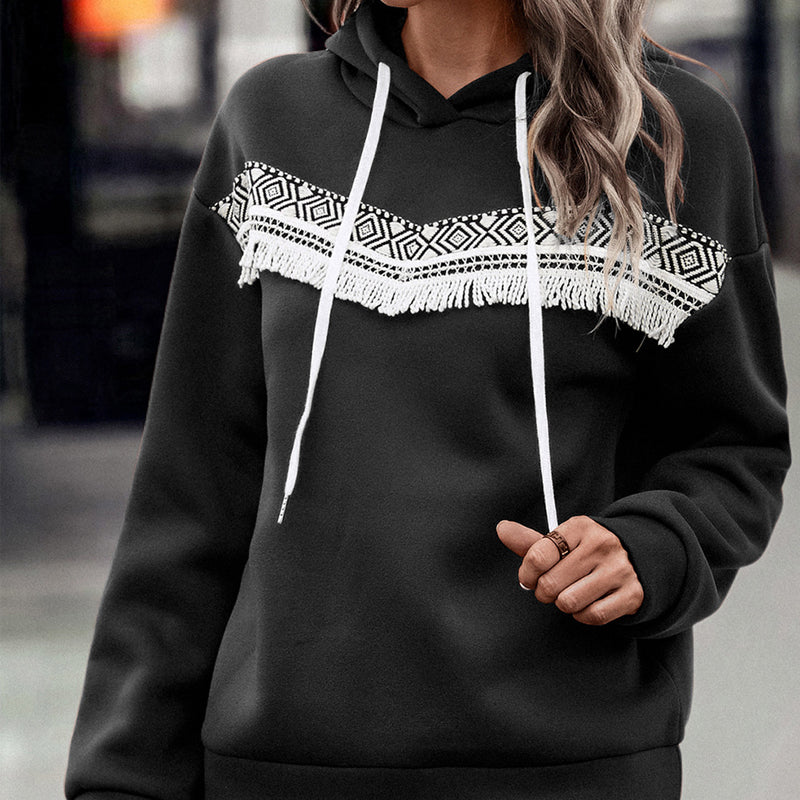 Autumn And Winter European And American Women's Clothing Hot Sale Hooded Lace Casual Sweatshirt
