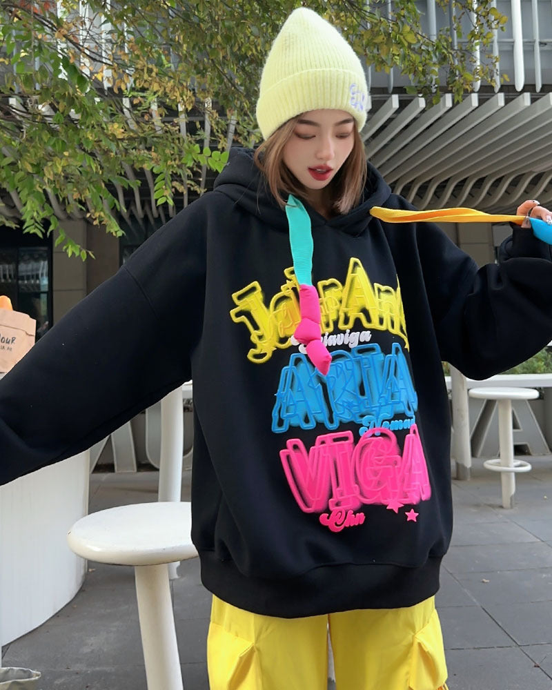 Cozy Velvet Padded Loose Casual Hoodie for Women