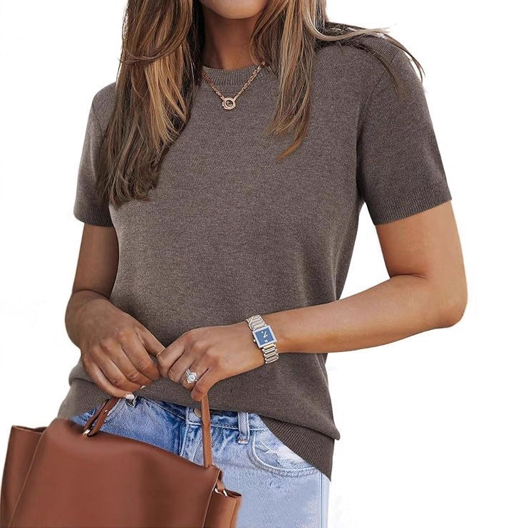 Cozy Fall Layered Pullover Sweater – Stylish Short‑Sleeve Comfort