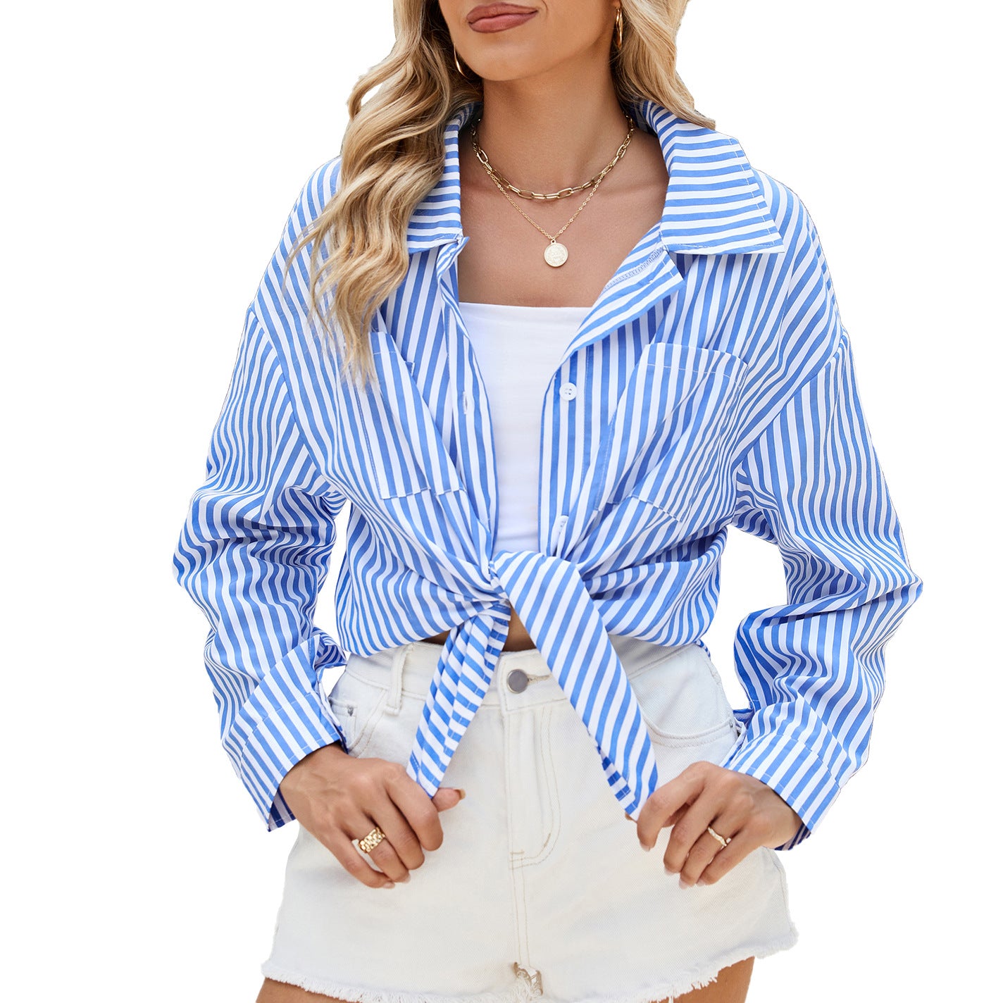 Oversized Striped Boyfriend Long Sleeve Shirt