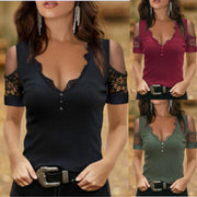 Lace Details Short Sleeve T-Shirt for Women