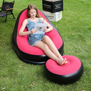New Generation Inflatable Lounge Sofa, Portable Outdoor Foldable Recliner With Footrest, Comfortable Flocked Sofa Chair Combo, Suitable For Camping, Hiking, Home Use, And Sunbathing.
