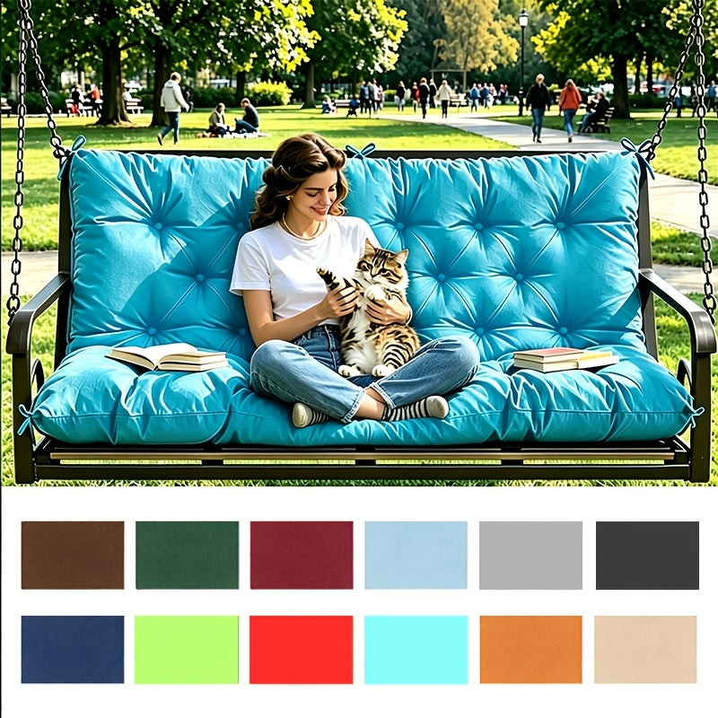 Porch Swing Cushions Outdoor Waterproof Thickened 5" Backyard Swing Cushion with Backrest And Ties 2-3 Seat Outdoor Swing Cushions Replacement for Porch Patio Garden Lawn 60/48/40X40X5 INCH