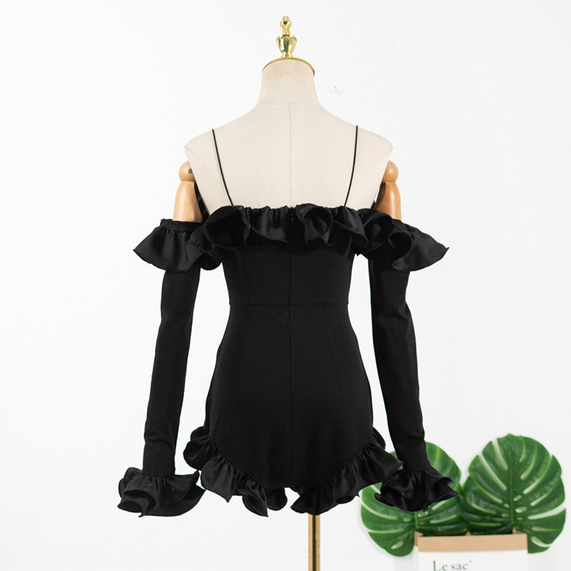 Ruffled shoulder jumpsuit