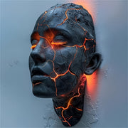 Modern Gothic 3D Cracked Soul Wall Light with Black Lava Design