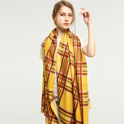 Stylish Double-Sided Plaid Satin Scarf for Women