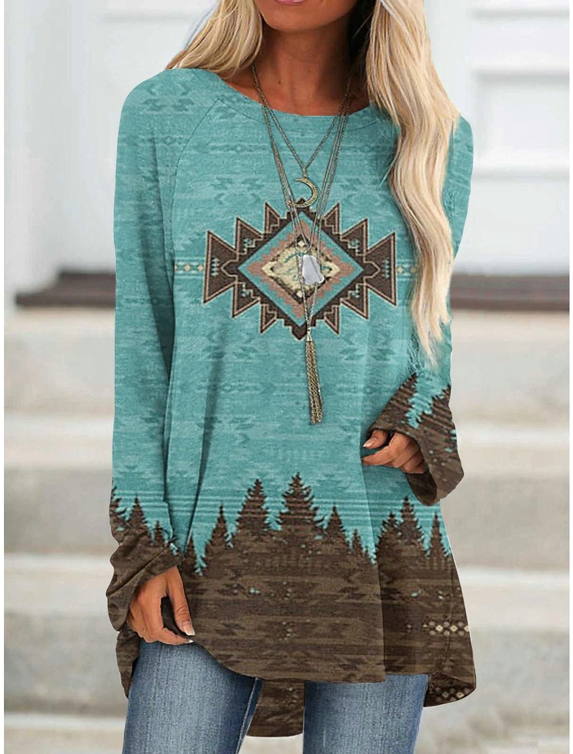 Long T-shirt Dress Retro Ethnic Style
