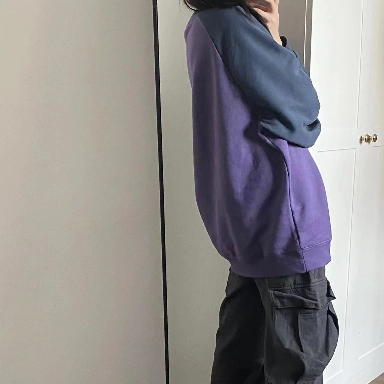Color Contrast Patchwork Hiphop Sweater Top