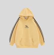 Women's Fleece-Lined Striped Casual Hoodie