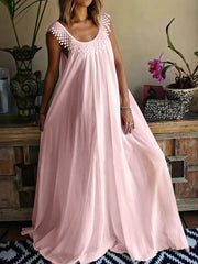 2026 Summer European & American Cross-border Simple Solid Color Elegant Maxi Dress for Amazon &
