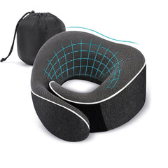 Portable travel pillow with ergonomic neck support for flights and commutes