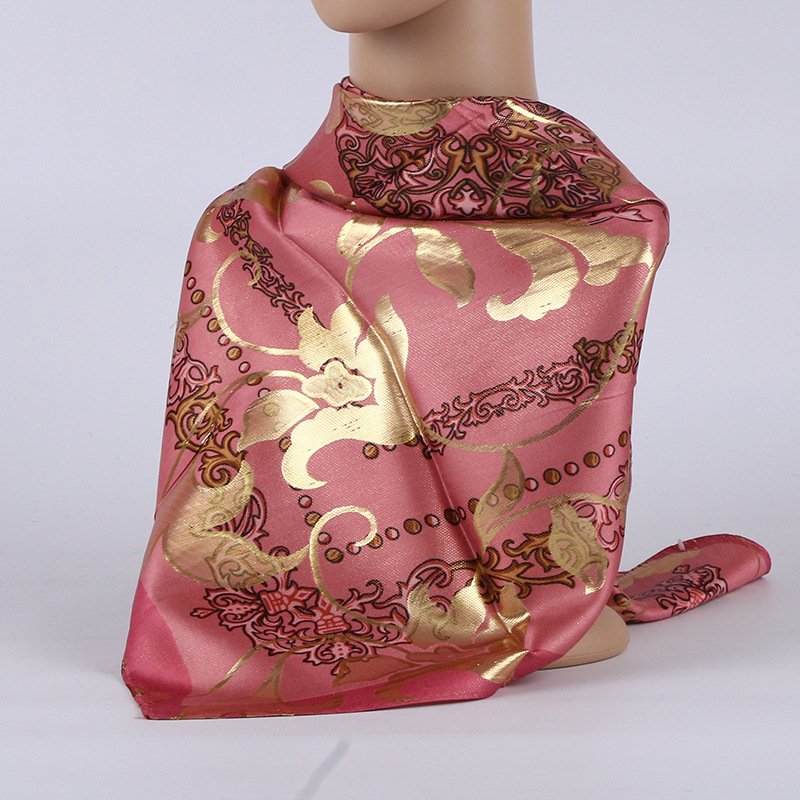Elegant Silk Scarf Cover for Women, Jacquard Print Square Scarf