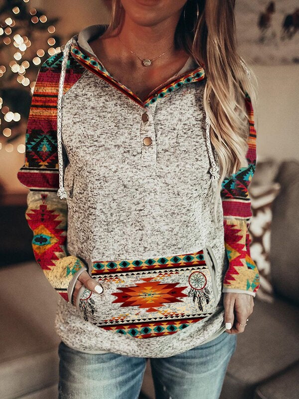 Cozy Gray Printed Women's Autumn & Winter Sweater