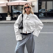 French Lapel Loose Pure Cotton Short Sense Of Design Shirt