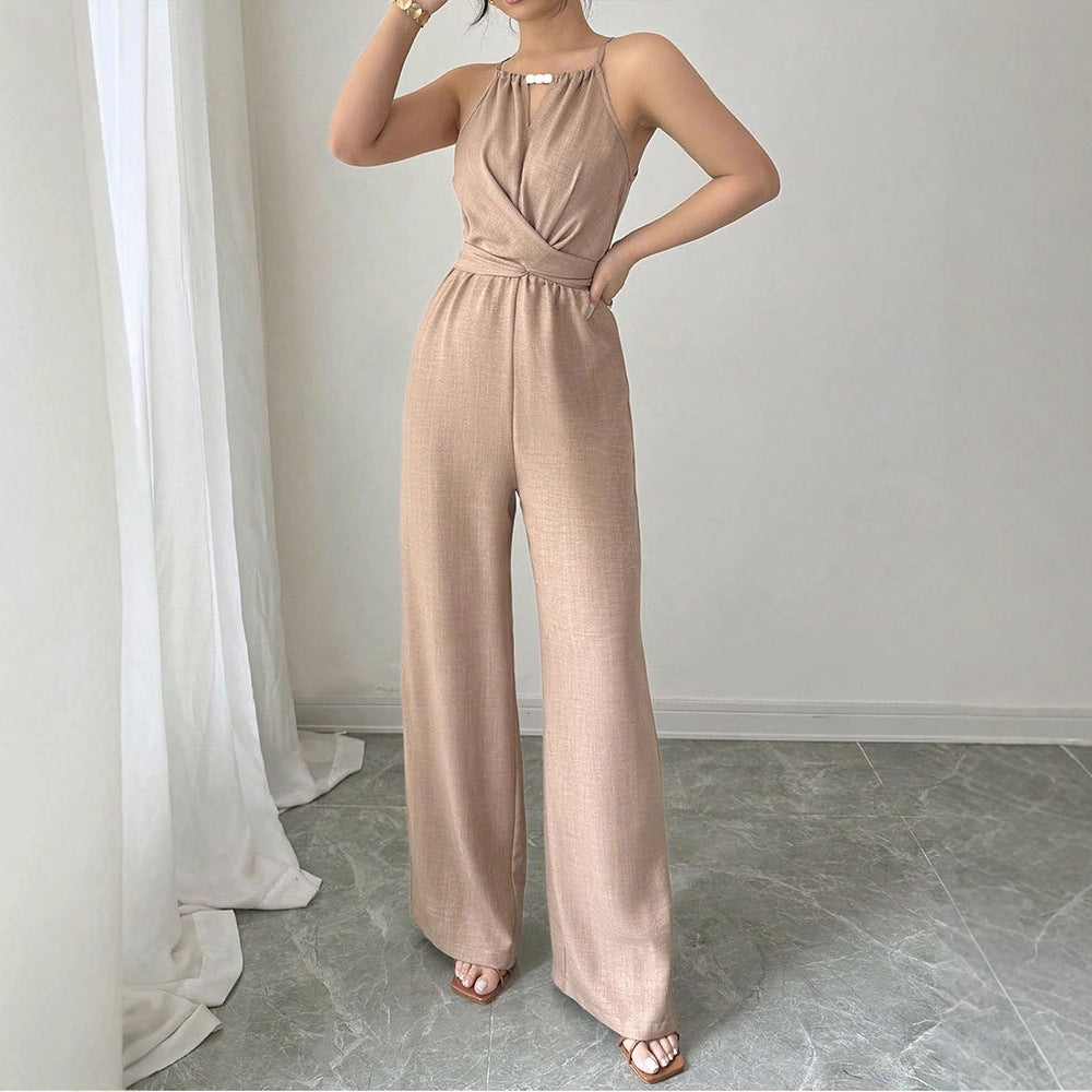 Chic Halter Neck High Waist Tie-Up Jumpsuit