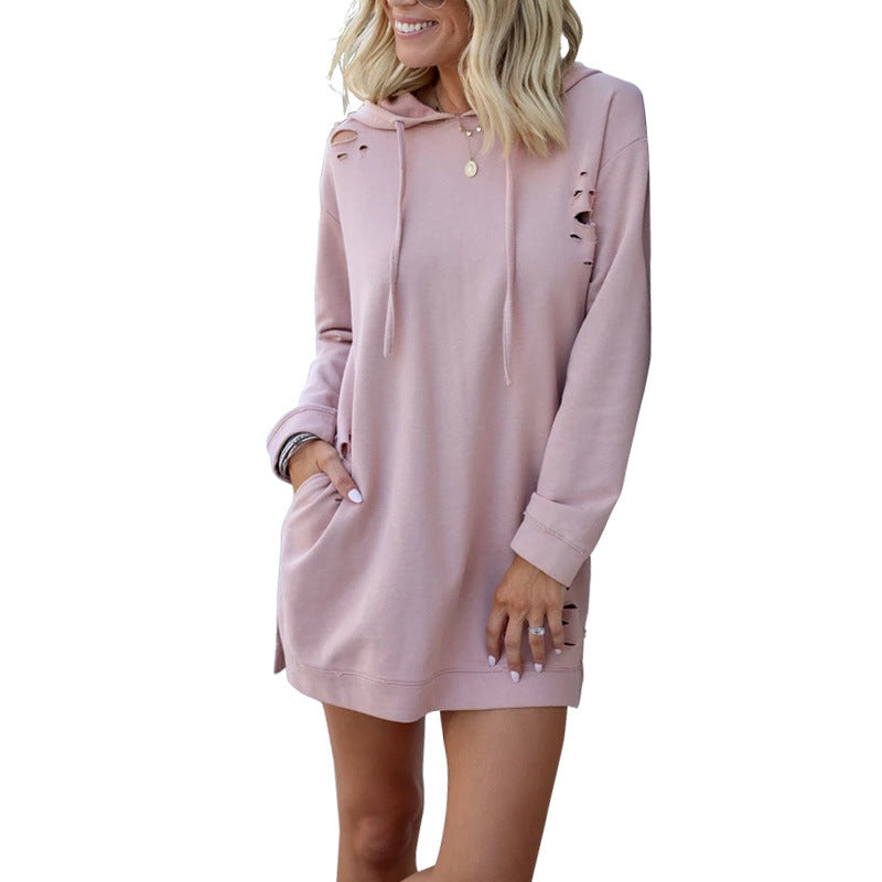 Women's Casual Loose Long Sleeve Hooded Jacket