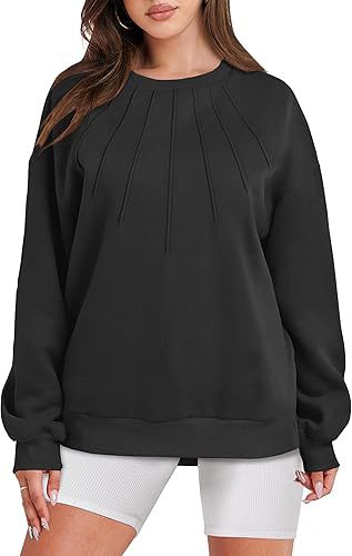 Women's Casual Pleated Round-Neck Fashion Sweater