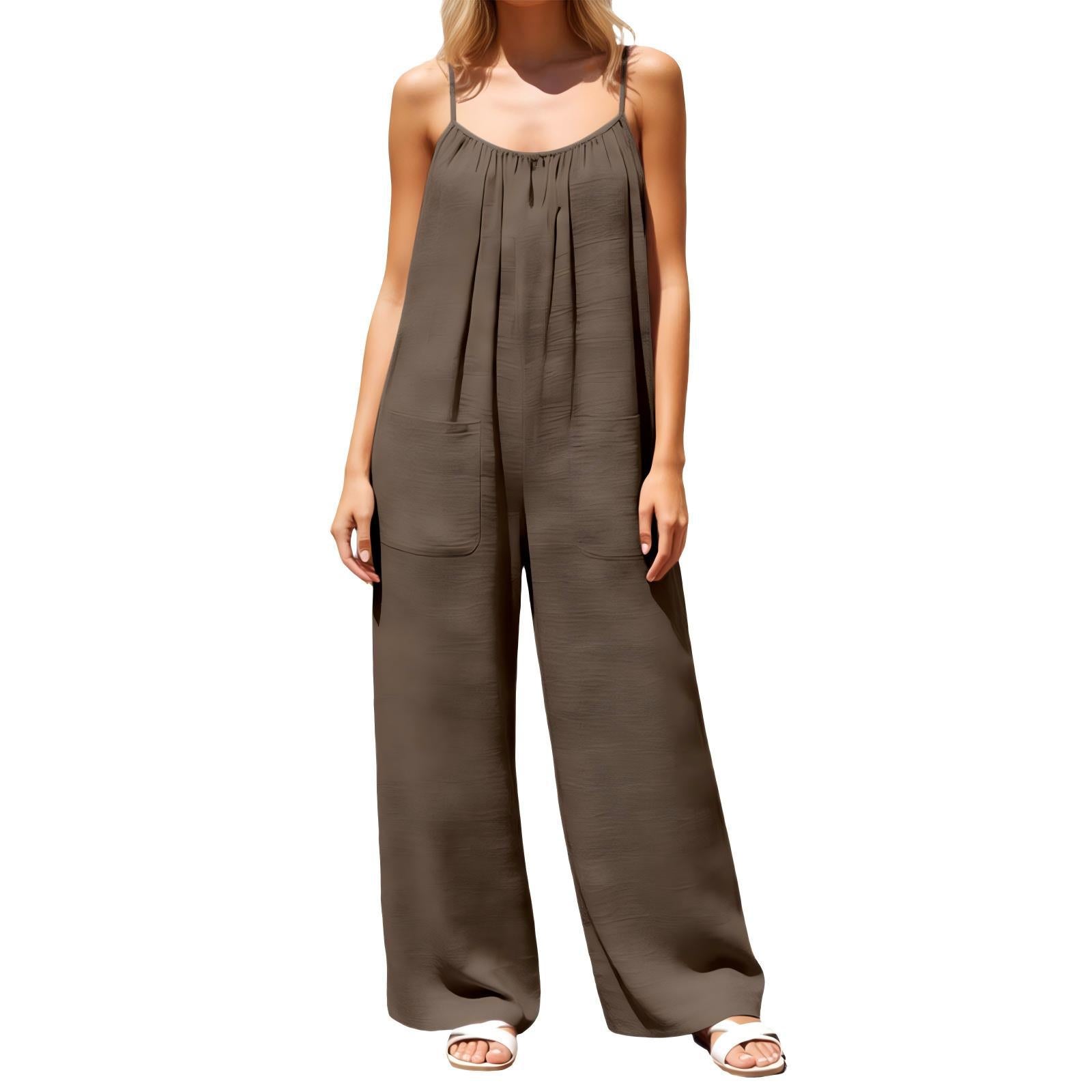 European And American-style Strap Wide-leg Jumpsuit Womens New Summer Style