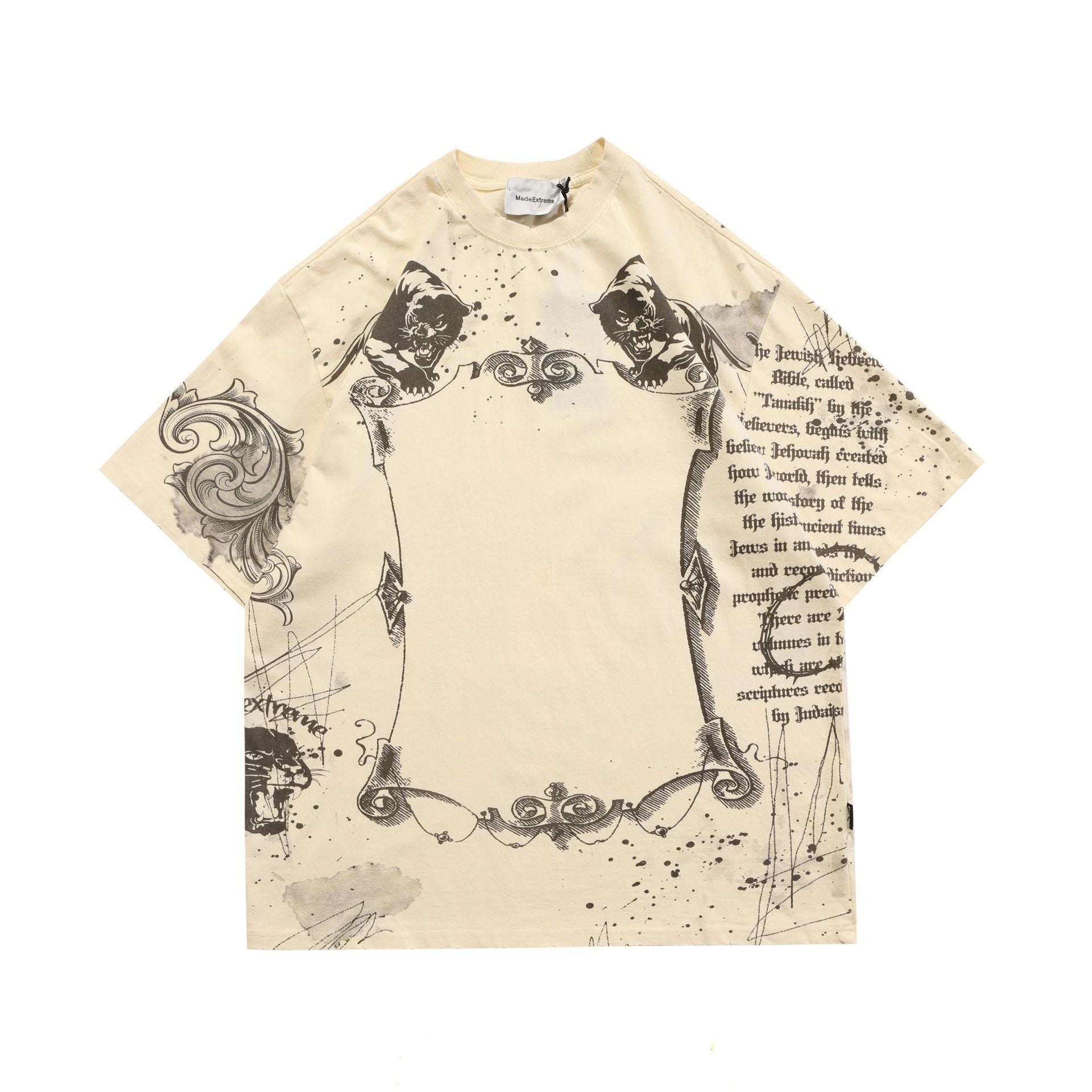 Unisex Loose Letter Print Casual Short-Sleeve T-Shirt