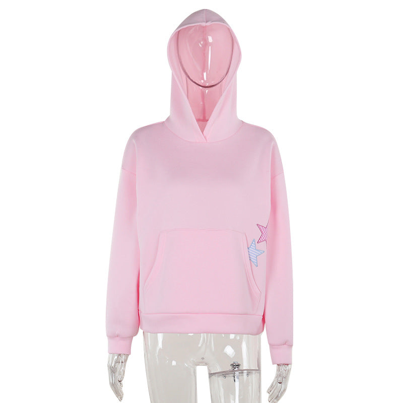 Trendy Embroidered Hooded Pullover Sweater for Women