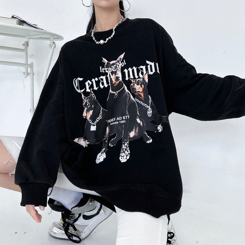 Vintage Washed Oversized Round Neck Sweatshirt
