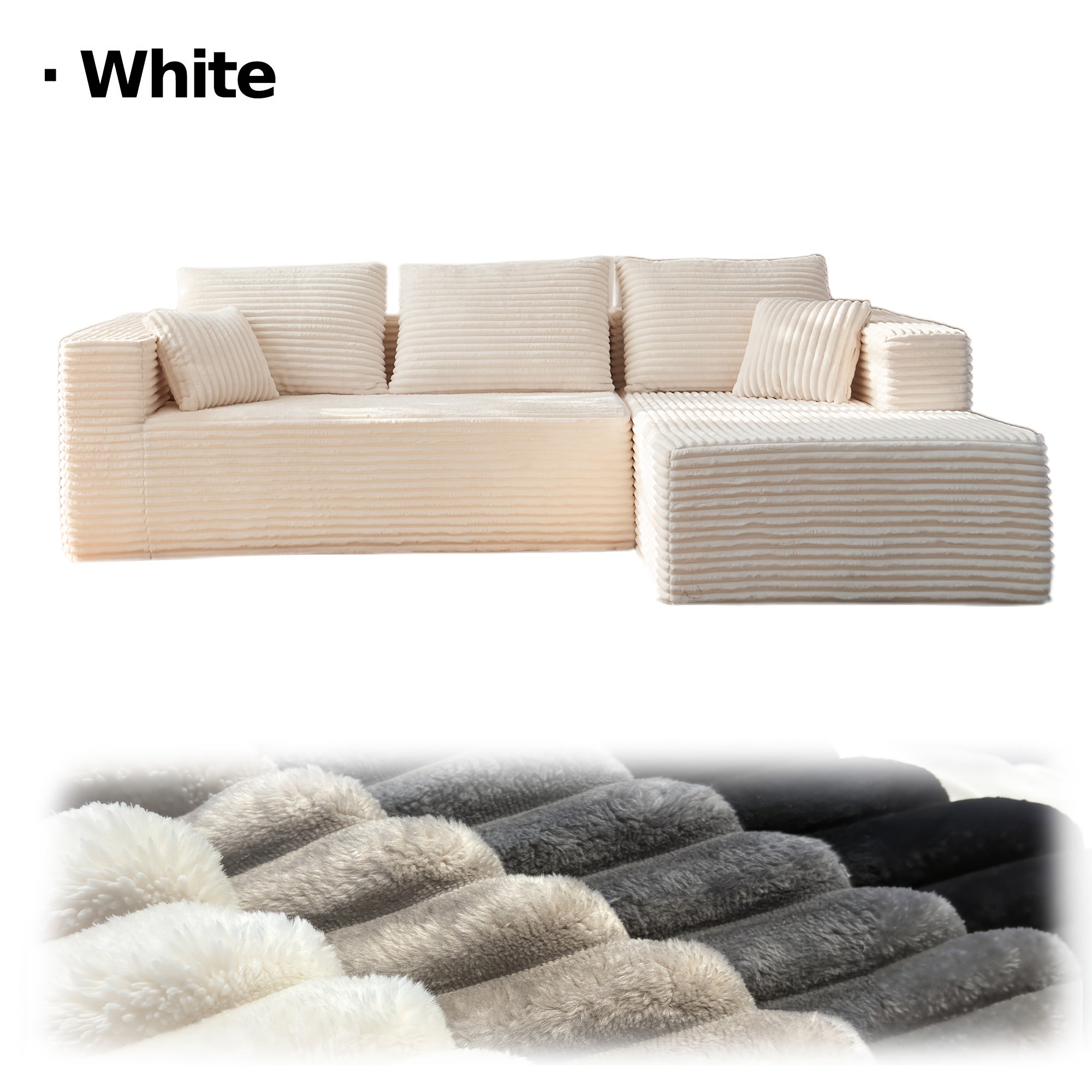 LIAROO Oversized L-Shaped Sectional Sofa with Chaise Lounge